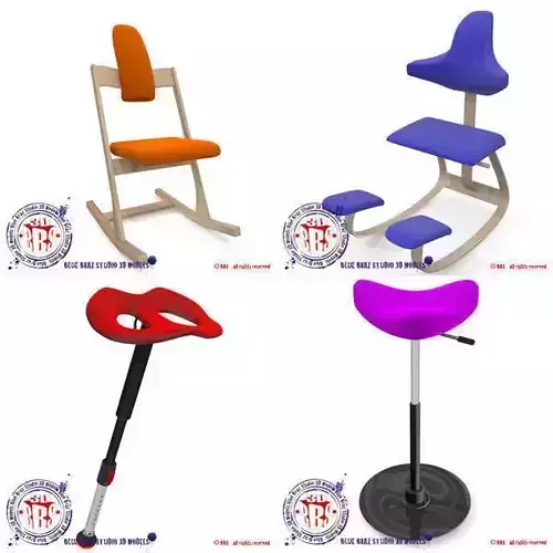 ergonomic stools collection 3D model