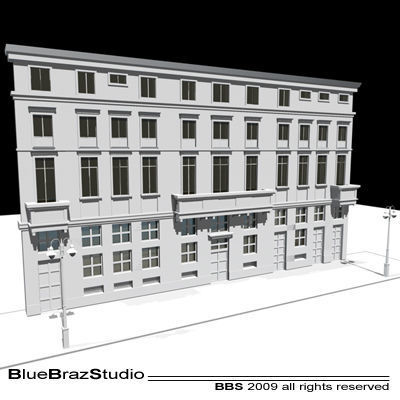 European building facade 3D model_3