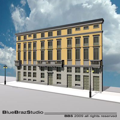 European building facade 3D model_1