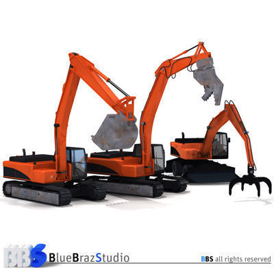 Excavators collection with 3D model