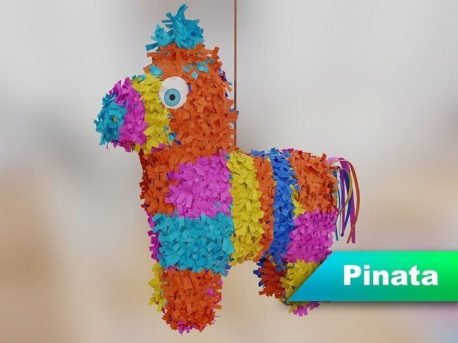 Pinata colorful hanging from string Free 3D model
