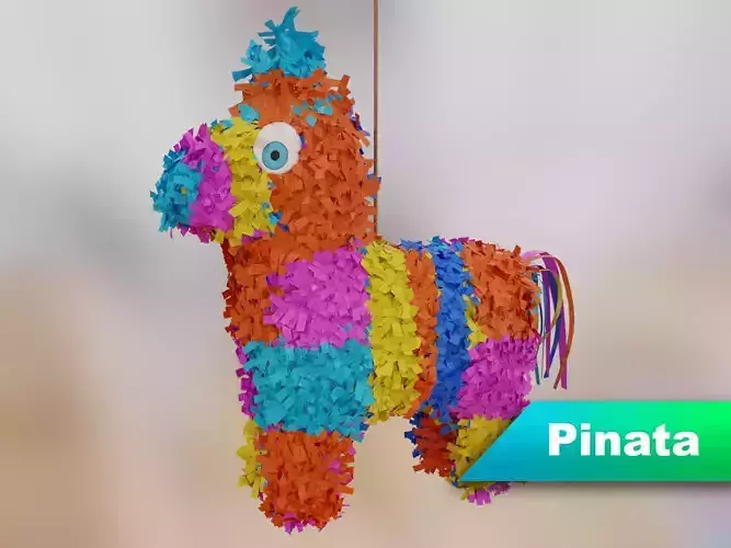 Pinata colorful hanging from string Free 3D model