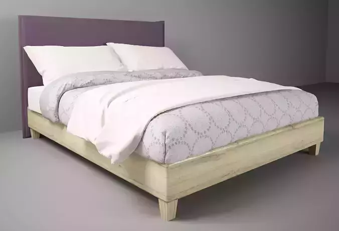 3D print model bed with upholstered headboard 3D print model