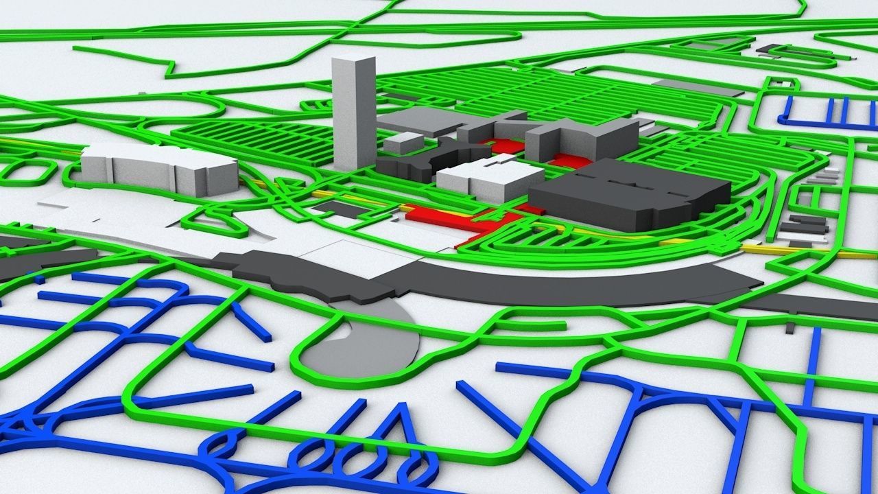 Vienna Schwechat VIE Airport Roads Buildings and Public Trans 3D model_2