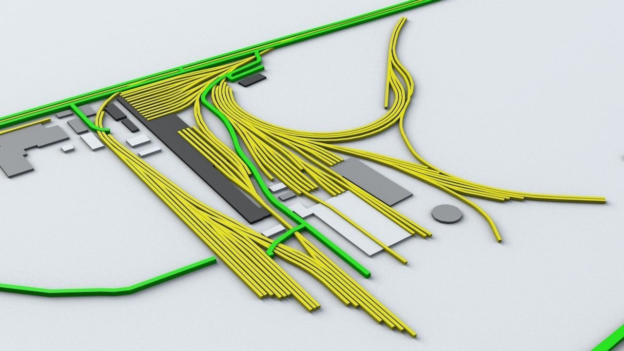 Vienna Schwechat VIE Airport Roads Buildings and Public Trans 3D model_4