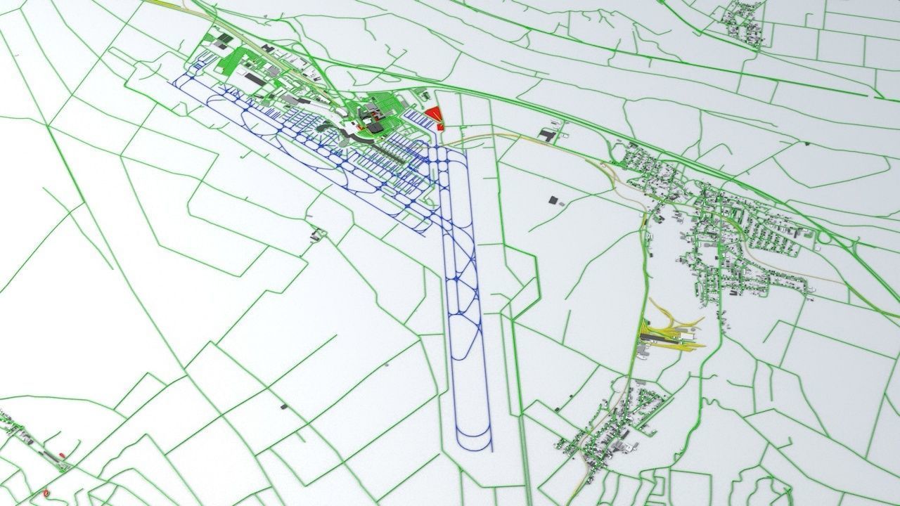 Vienna Schwechat VIE Airport Roads Buildings and Public Trans 3D model_1
