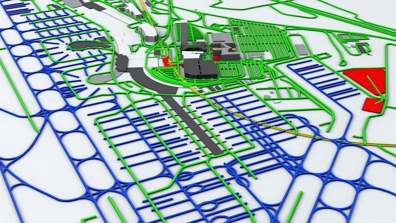 Vienna Schwechat VIE Airport Roads Buildings and Public Trans 3D model_8