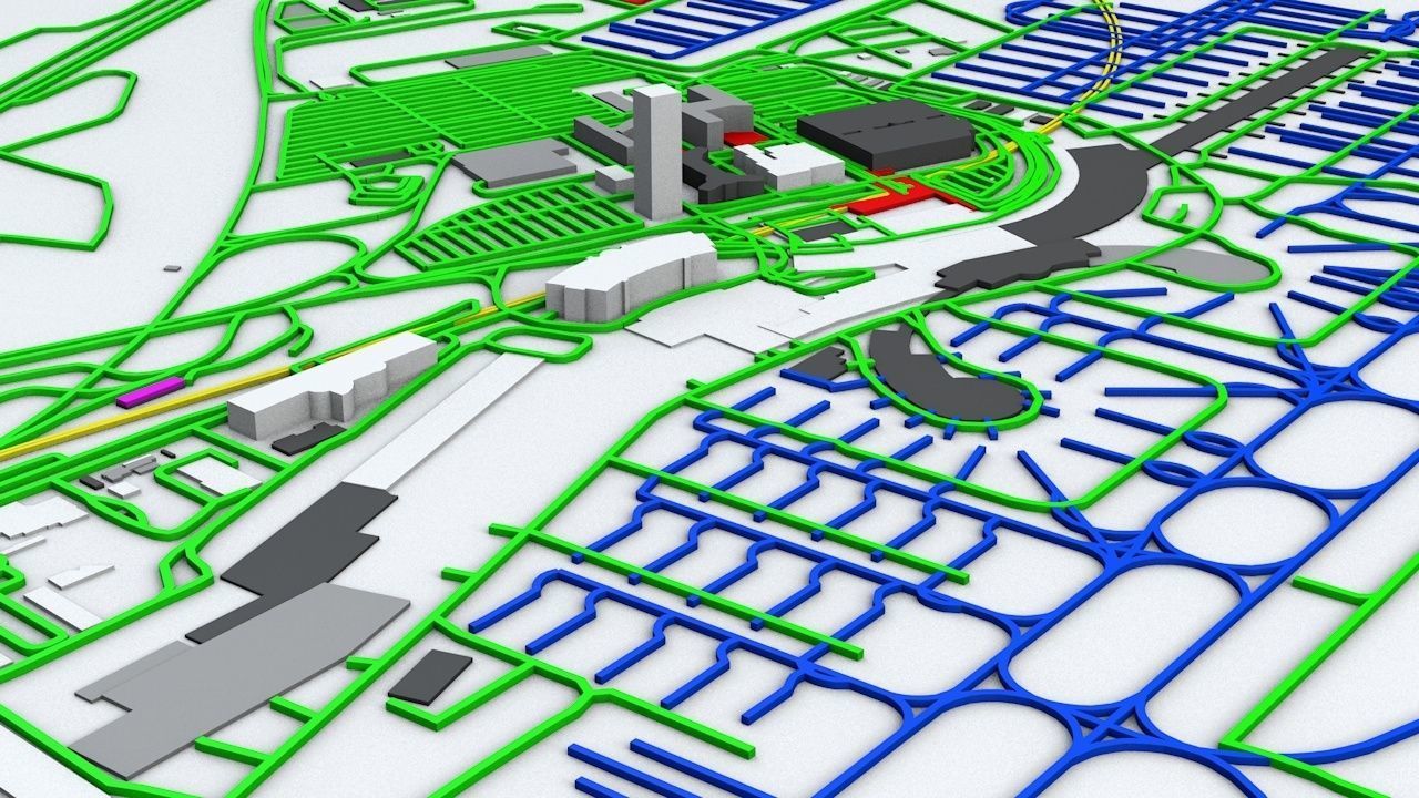 Vienna Schwechat VIE Airport Roads Buildings and Public Trans 3D model_6
