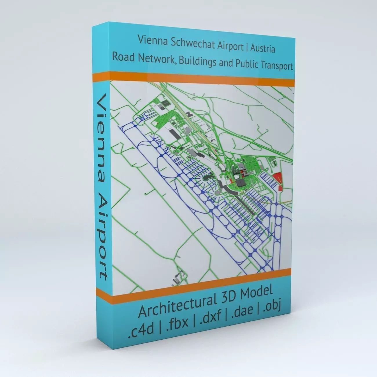 Vienna Schwechat VIE Airport Roads Buildings and Public Trans 3D model_0