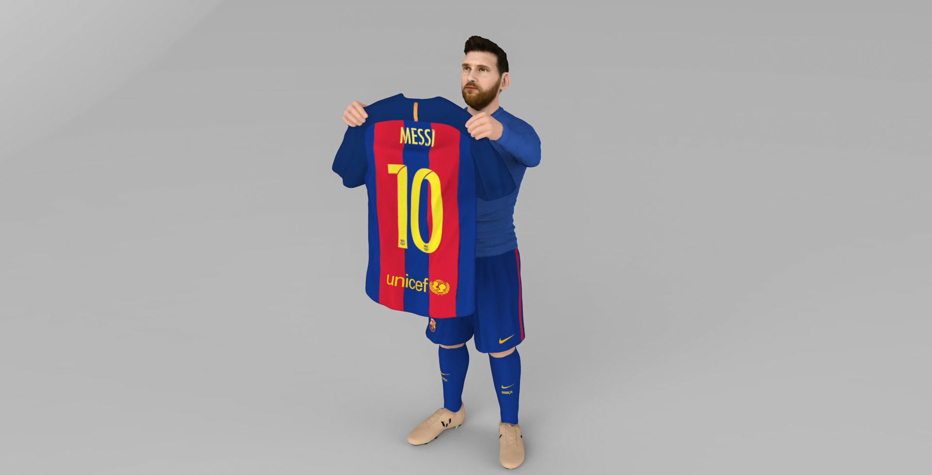 Messi Ronaldo Neymar pack ready for full color 3D printing 3D print model_1