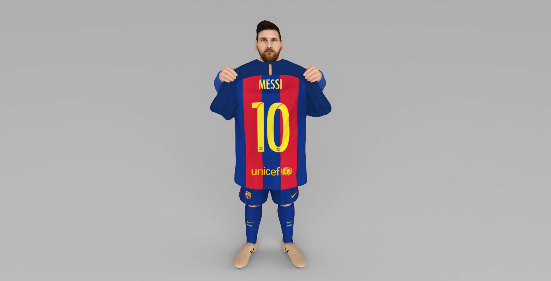 Messi Ronaldo Neymar pack ready for full color 3D printing 3D print model_7