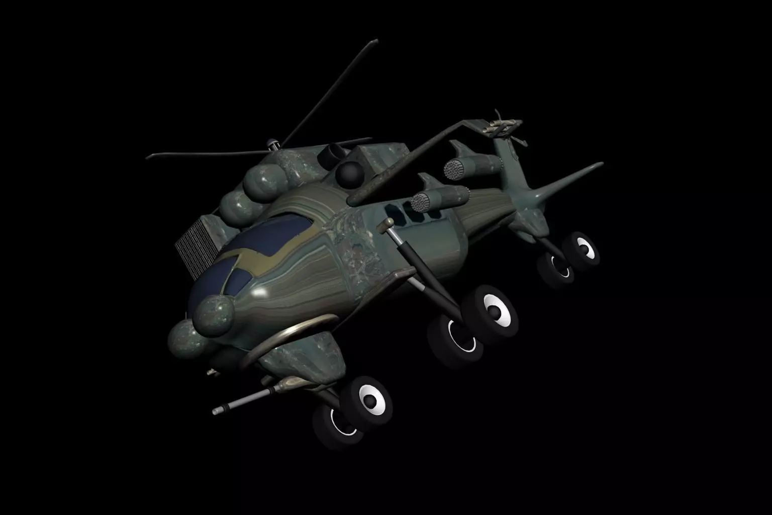 Military Helicopter Low-poly 3D model_0