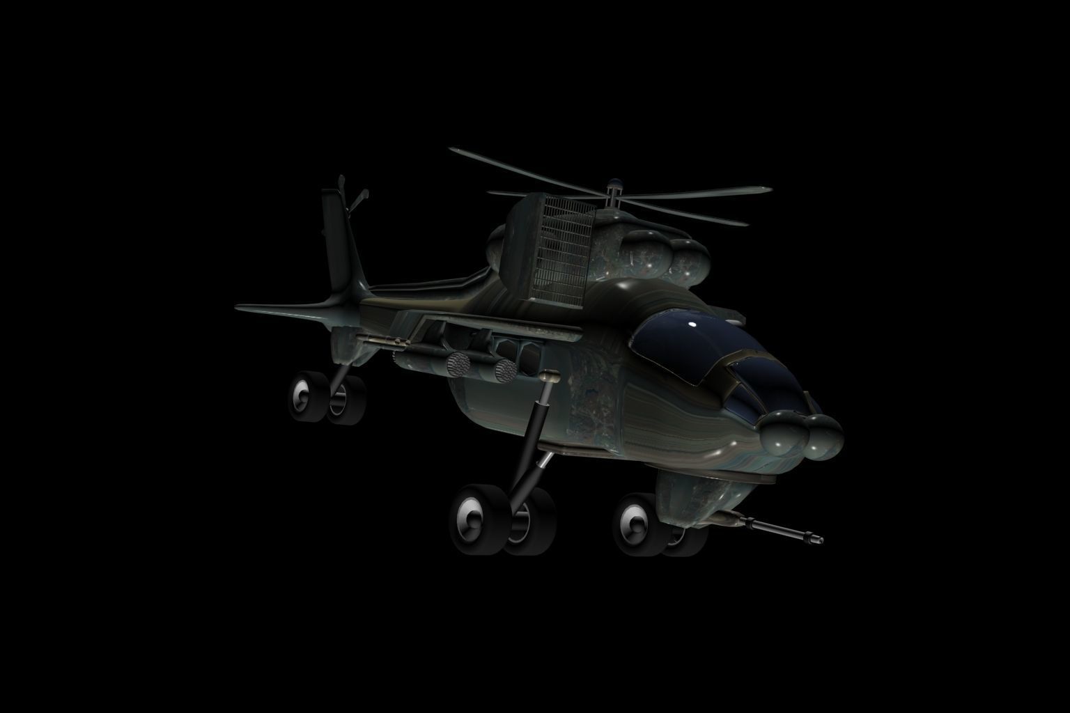 Military Helicopter Low-poly 3D model_12