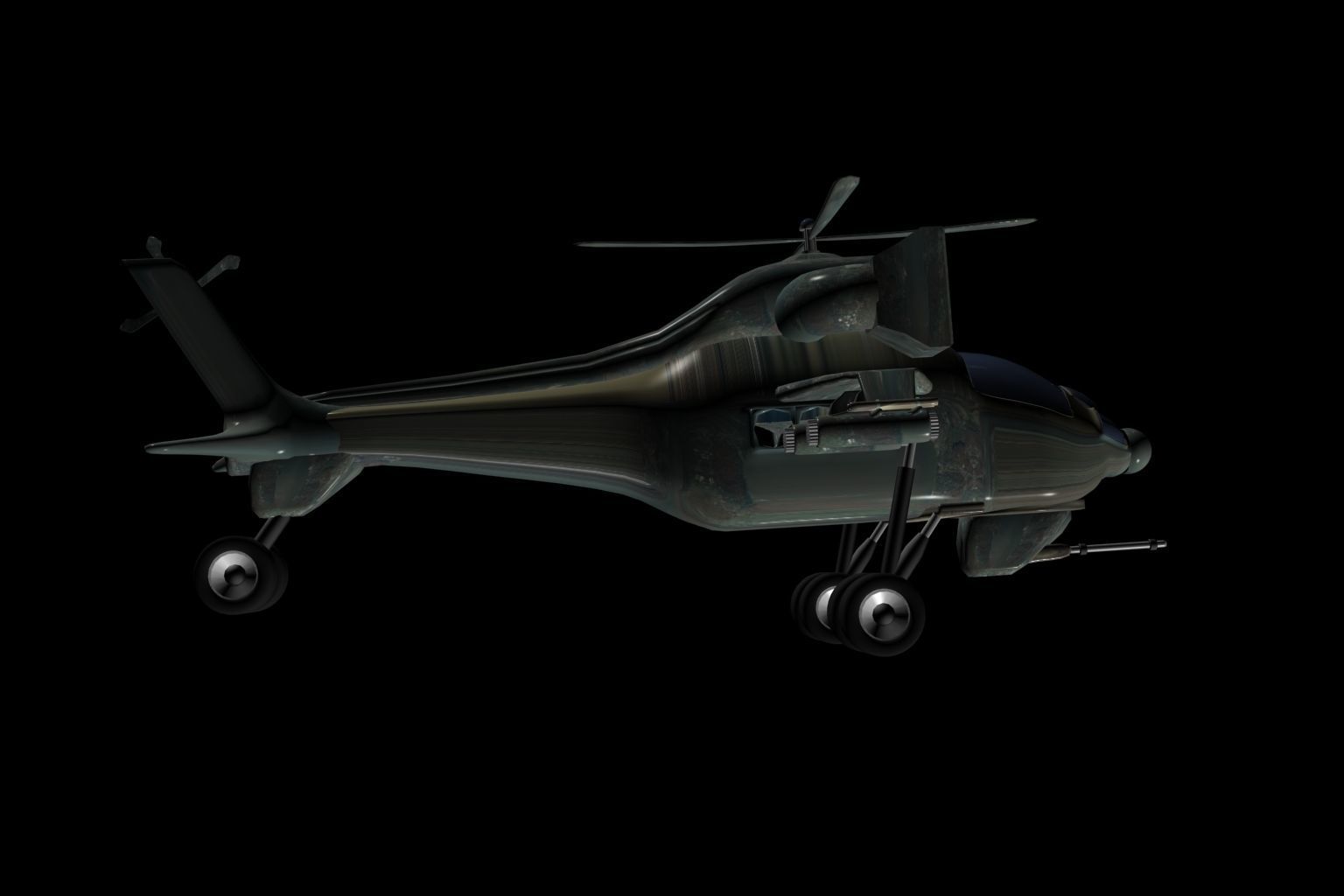 Military Helicopter Low-poly 3D model_14
