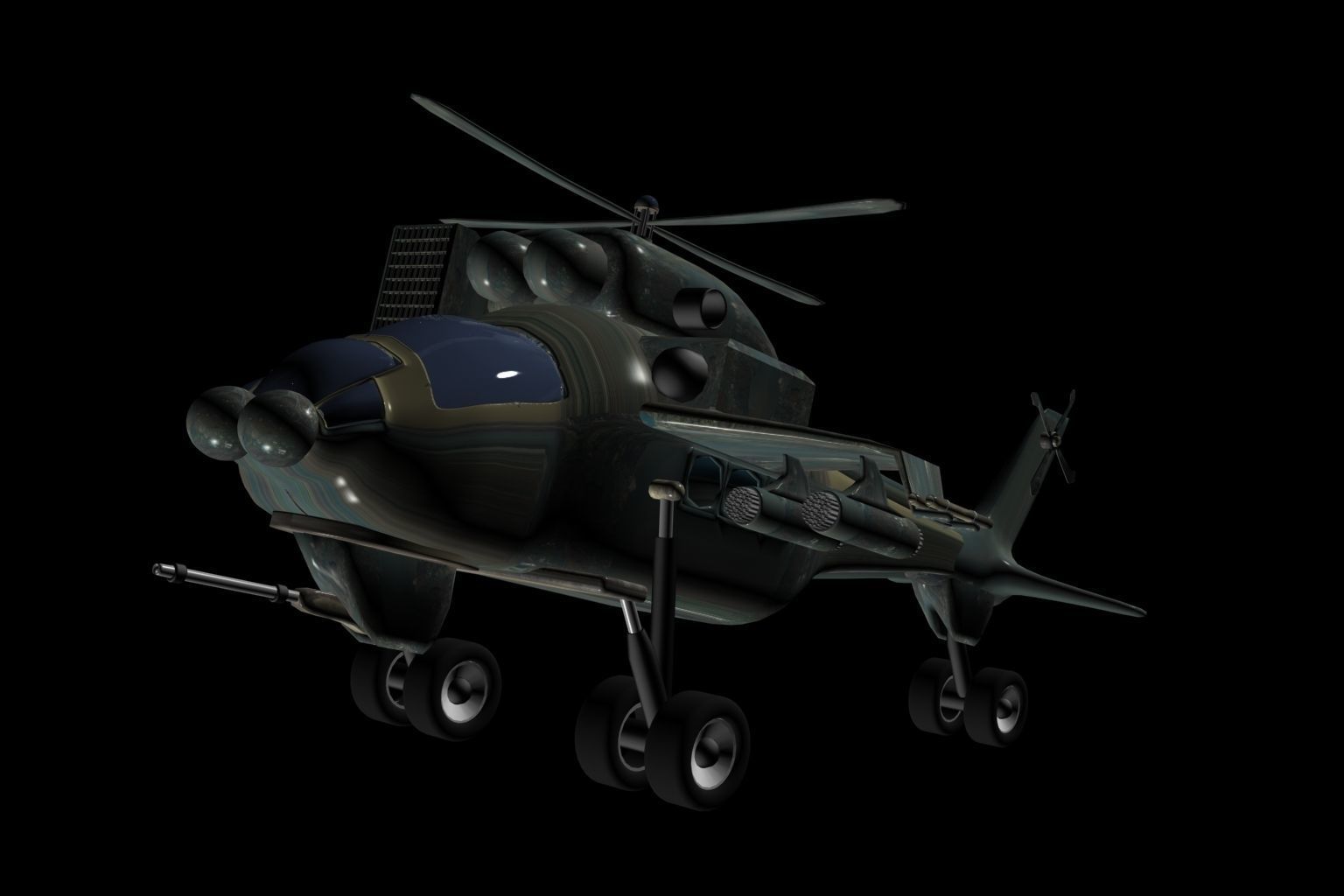 Military Helicopter Low-poly 3D model_13