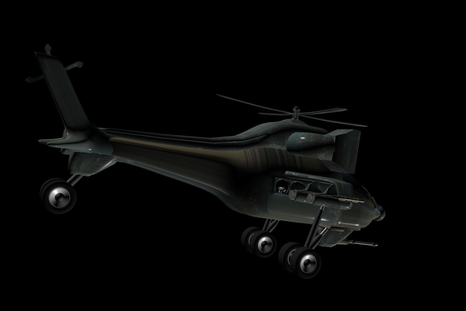 Military Helicopter Low-poly 3D model_11
