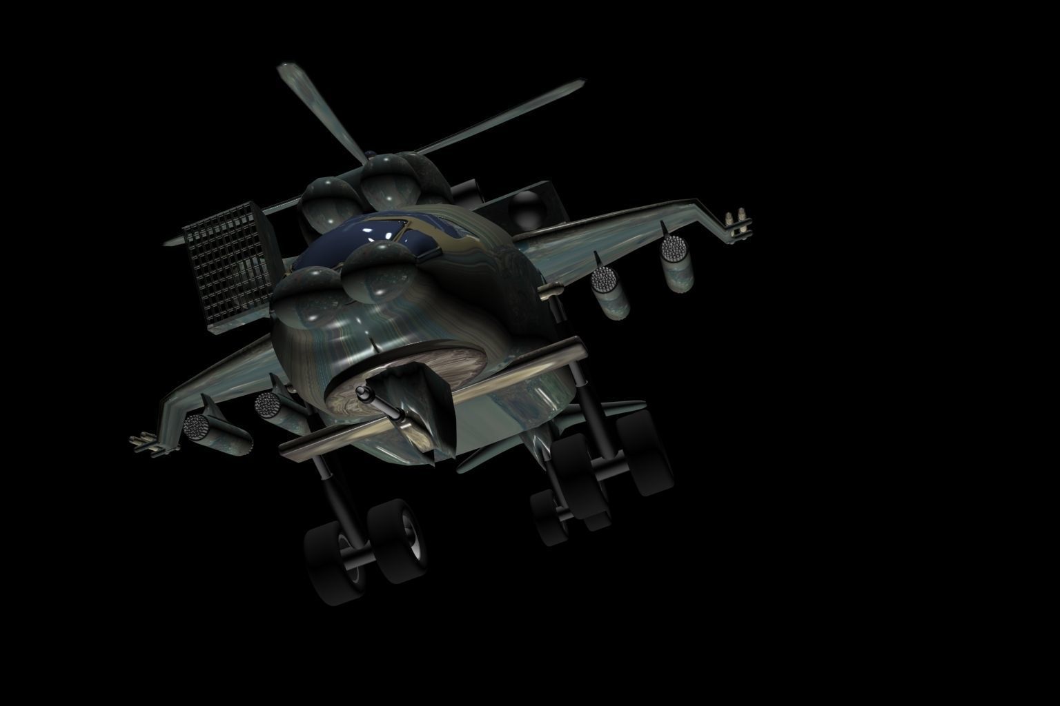 Military Helicopter Low-poly 3D model_2