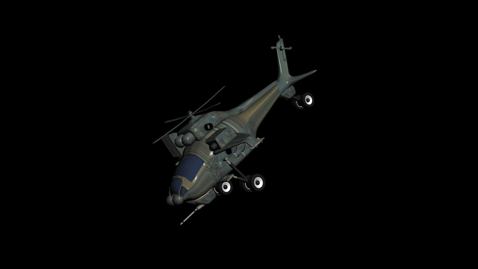 Military Helicopter Low-poly 3D model_5
