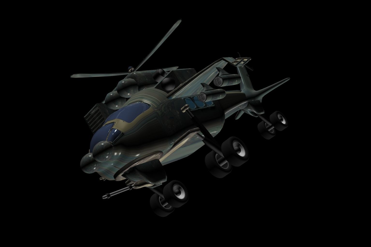 Military Helicopter Low-poly 3D model_6
