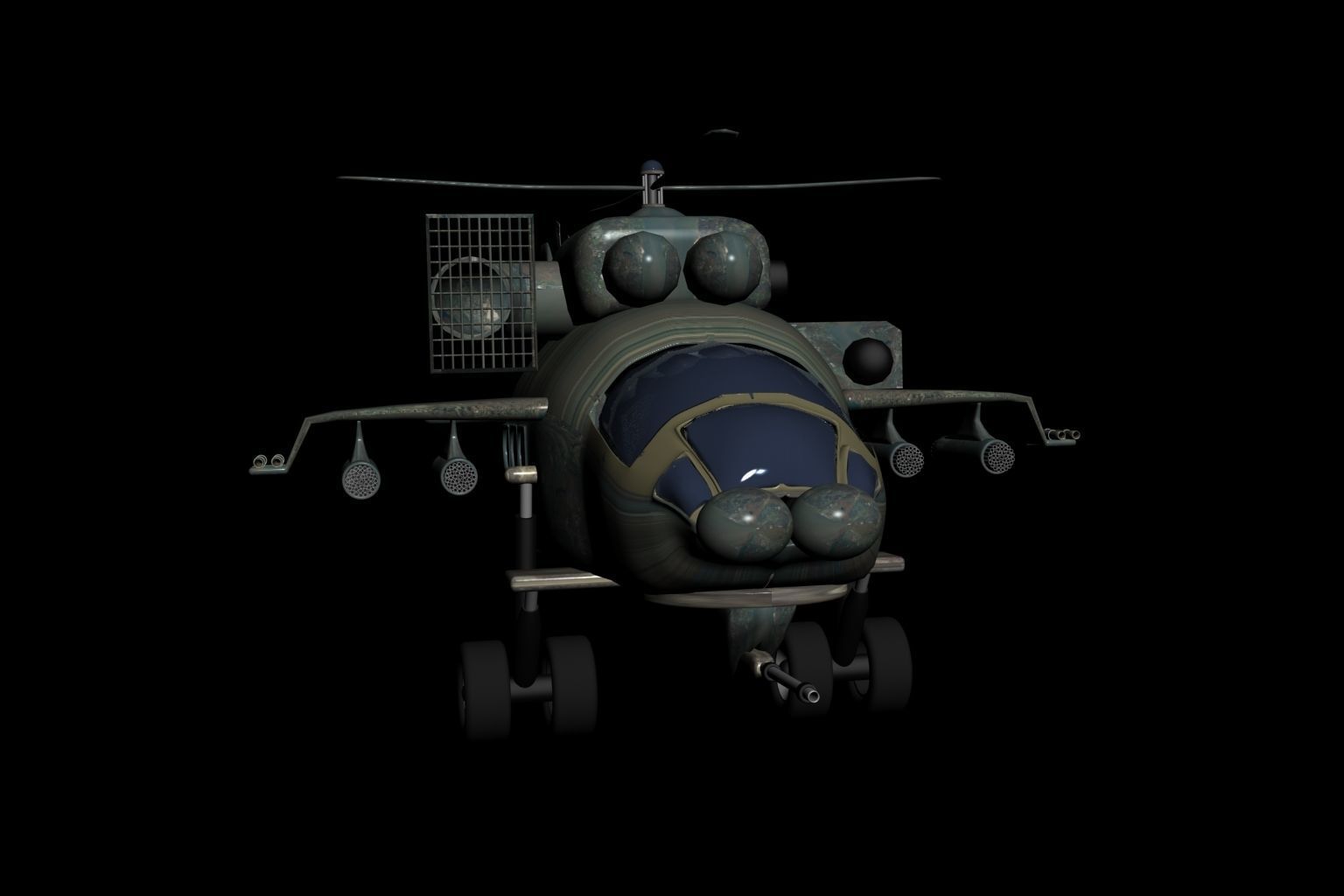 Military Helicopter Low-poly 3D model_1