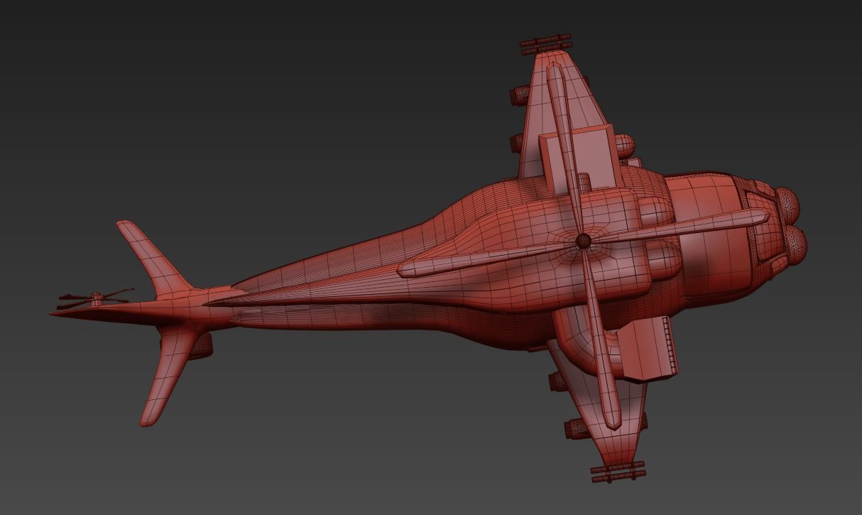 Military Helicopter Low-poly 3D model_8