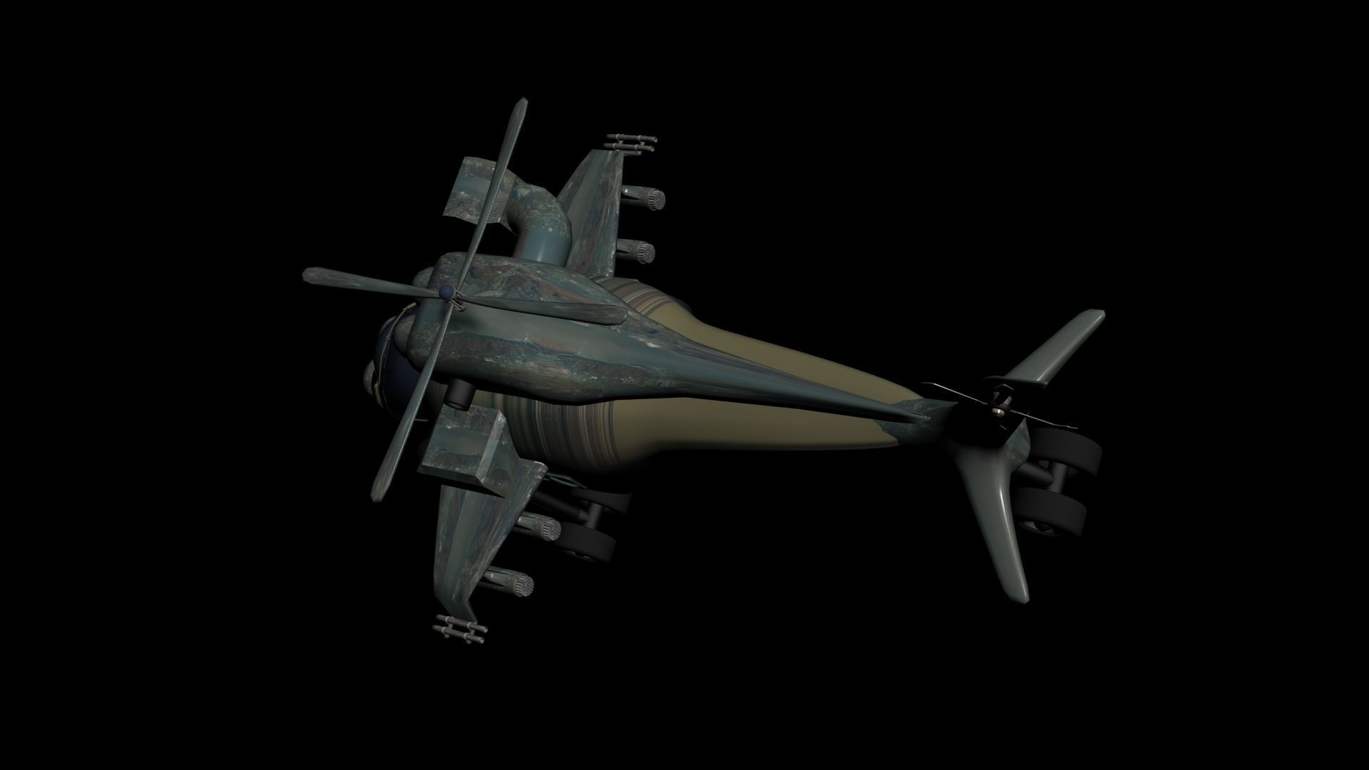 Military Helicopter Low-poly 3D model_3