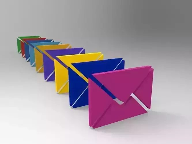 Low Poly Email Icon With Many Colors