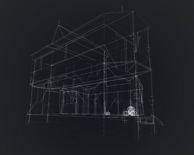 Haunted Halloween House Low-poly 3D model_11