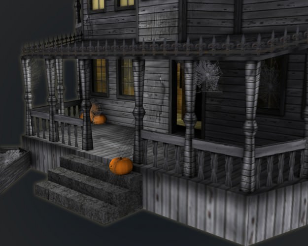 Haunted Halloween House Low-poly 3D model_7