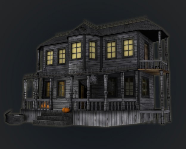 Haunted Halloween House Low-poly 3D model_2