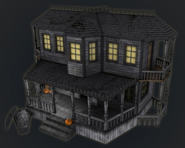 Haunted Halloween House Low-poly 3D model_3