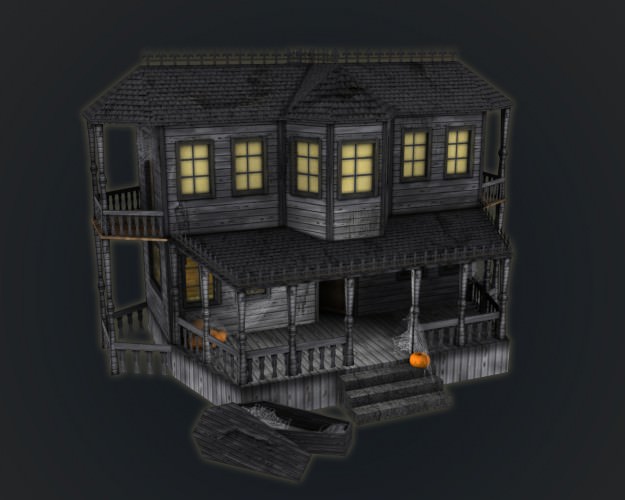 Haunted Halloween House Low-poly 3D model_8