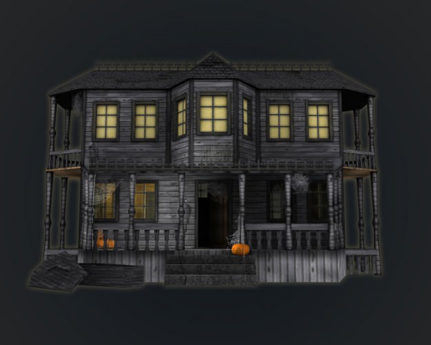 Haunted Halloween House Low-poly 3D model_1