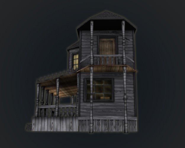 Haunted Halloween House Low-poly 3D model_4