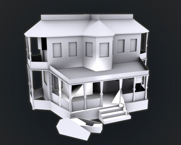 Haunted Halloween House Low-poly 3D model_9