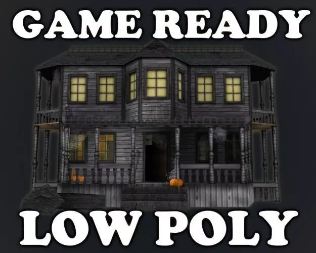 Haunted Halloween House Low-poly 3D model_0