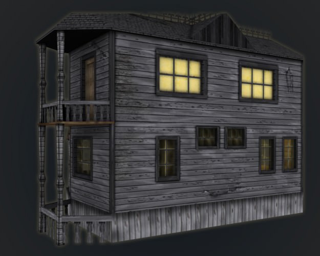 Haunted Halloween House Low-poly 3D model_5