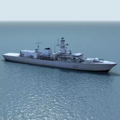 Duke Class Type Frigate Low-poly 3D model_0