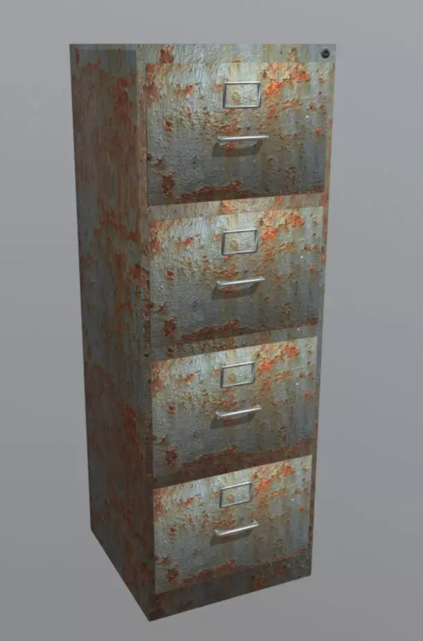 Random Rusty Filing Cabinet Low-poly 3D model_0