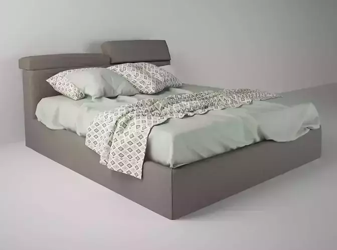 bed 3D print model with headboard and footboard