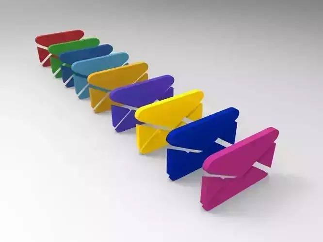 High Poly Detailed Email Icon With Many Colors  3D model