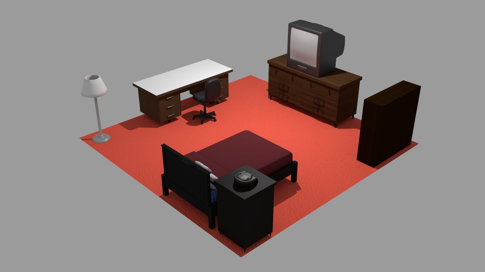 Bedroom Furniture Asset Pack Low-poly 3D model_1