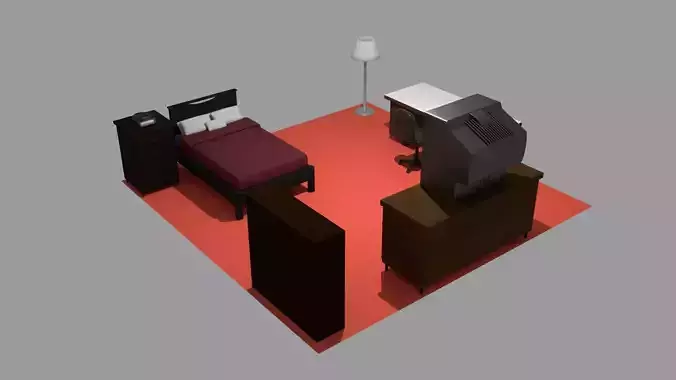 Bedroom Furniture Asset Pack Low-poly 3D model