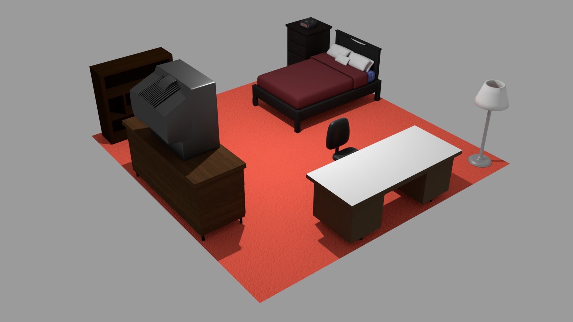 Bedroom Furniture Asset Pack Low-poly 3D model_3