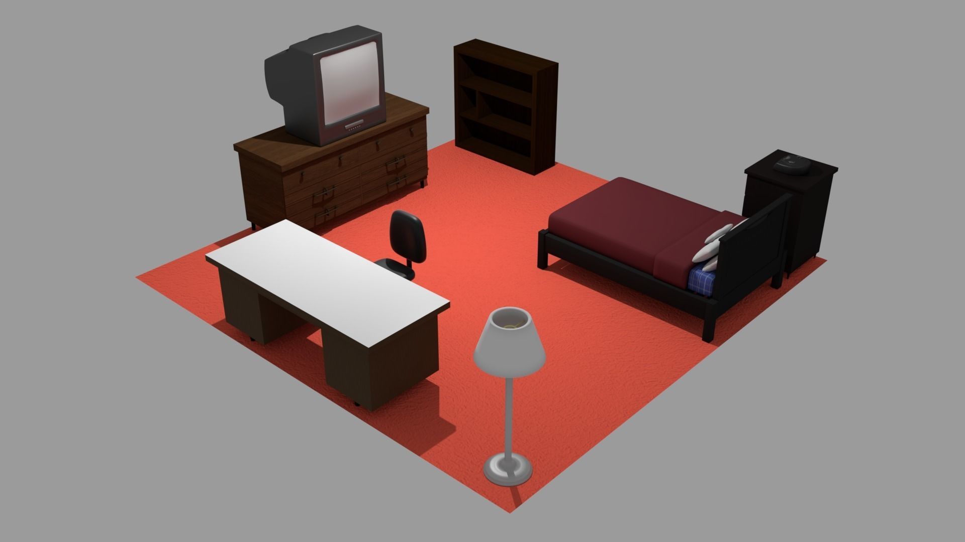 Bedroom Furniture Asset Pack Low-poly 3D model_2
