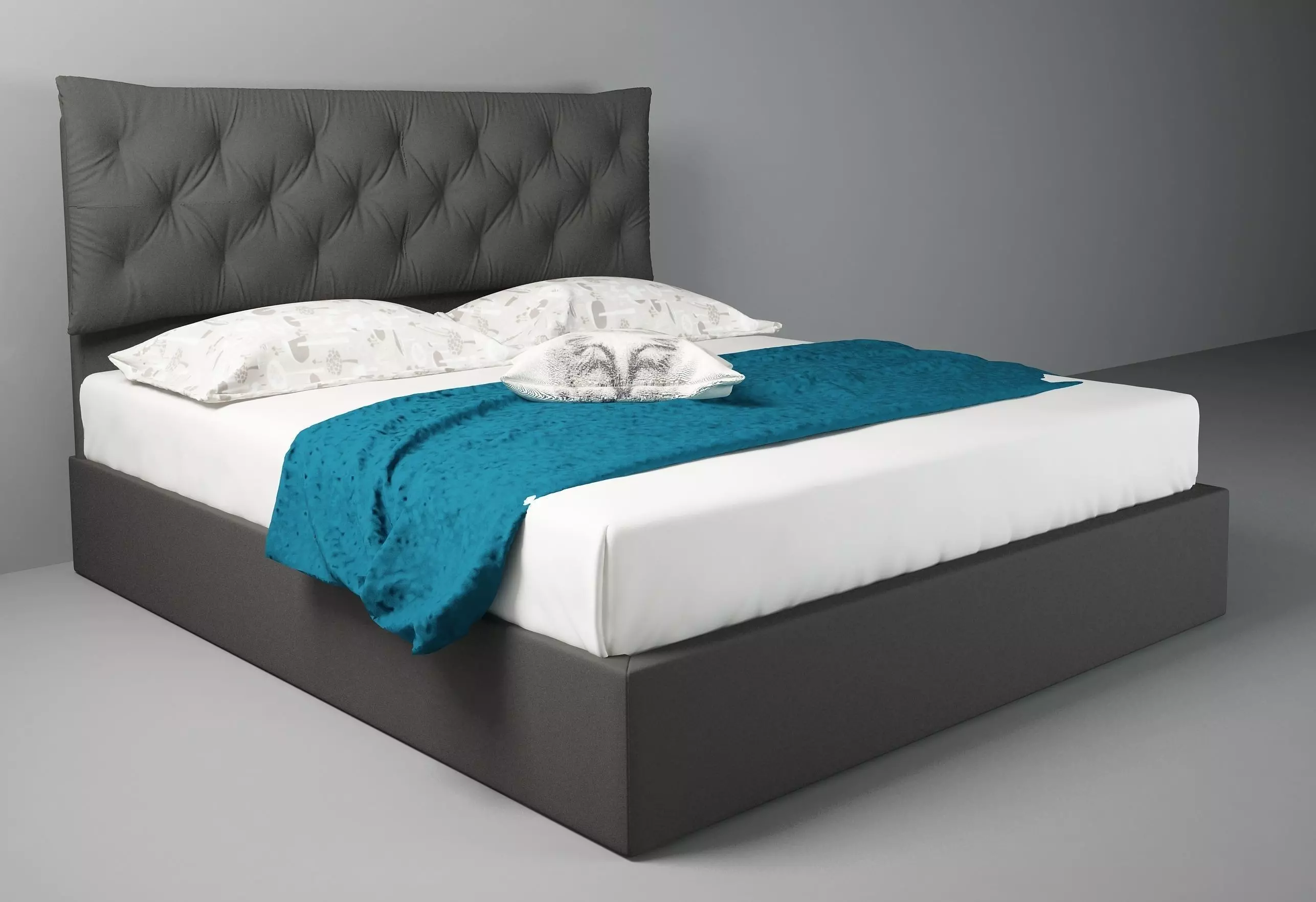 bed 3D print model with upholstered headboard 3D print model