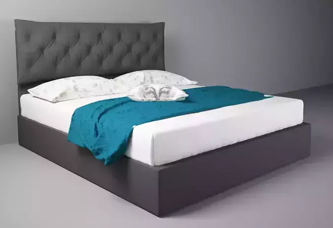 bed 3D print model with upholstered headboard 3D print model