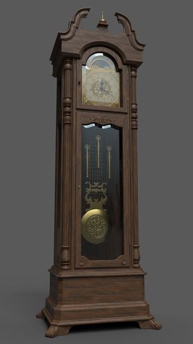 PBR Grandfather Clock Low-poly 3D model