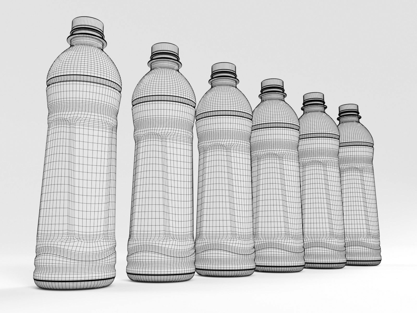370ml Plastic Drink Bottle with 5 flavoured liquids 3D model_9