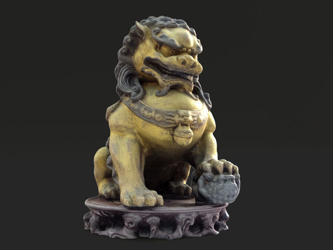 Chinese style bronze lion statue 3D print model